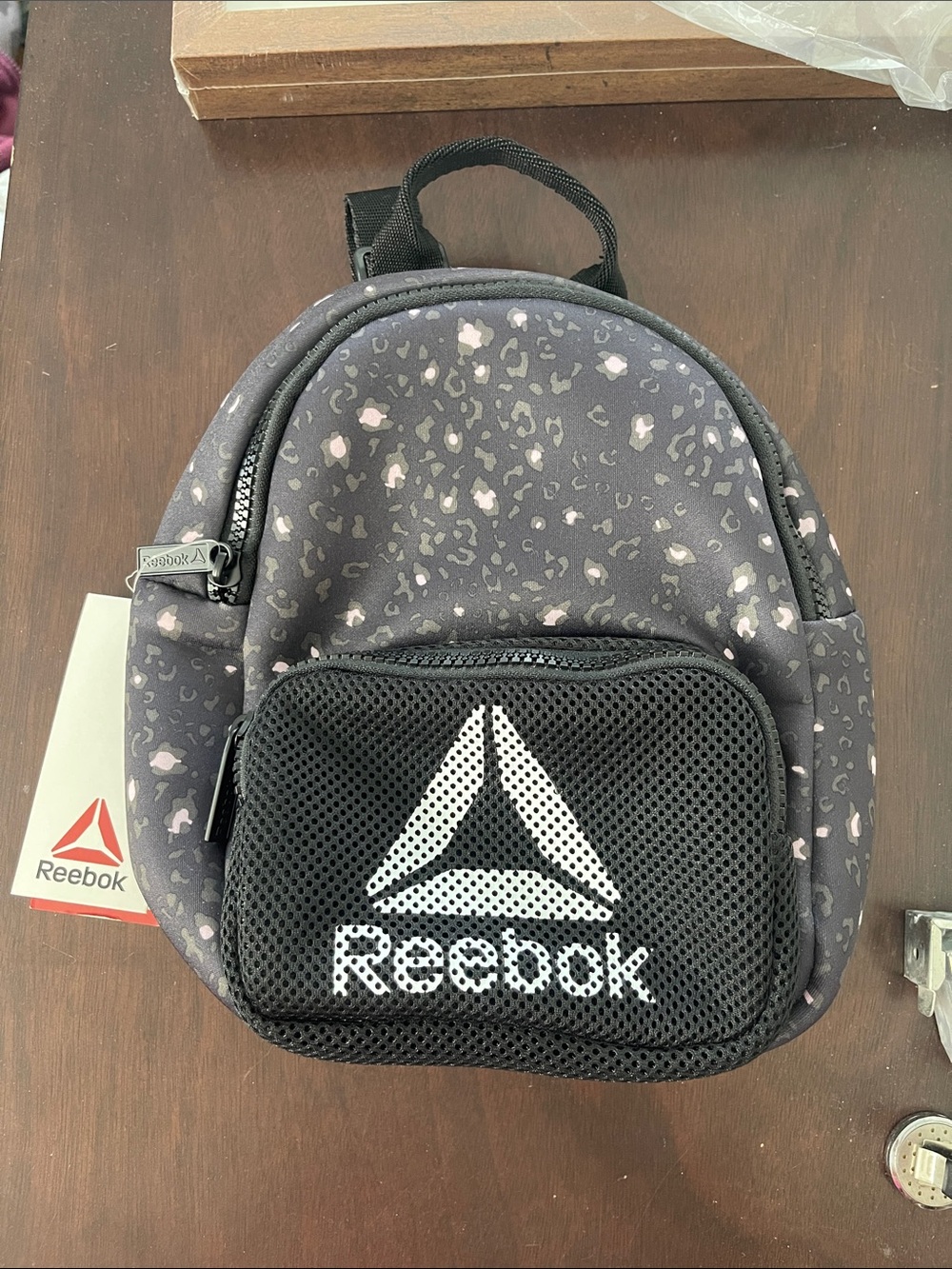 NWT Reebok Molly Mini Backpack in Black with Light Pink Speckle
